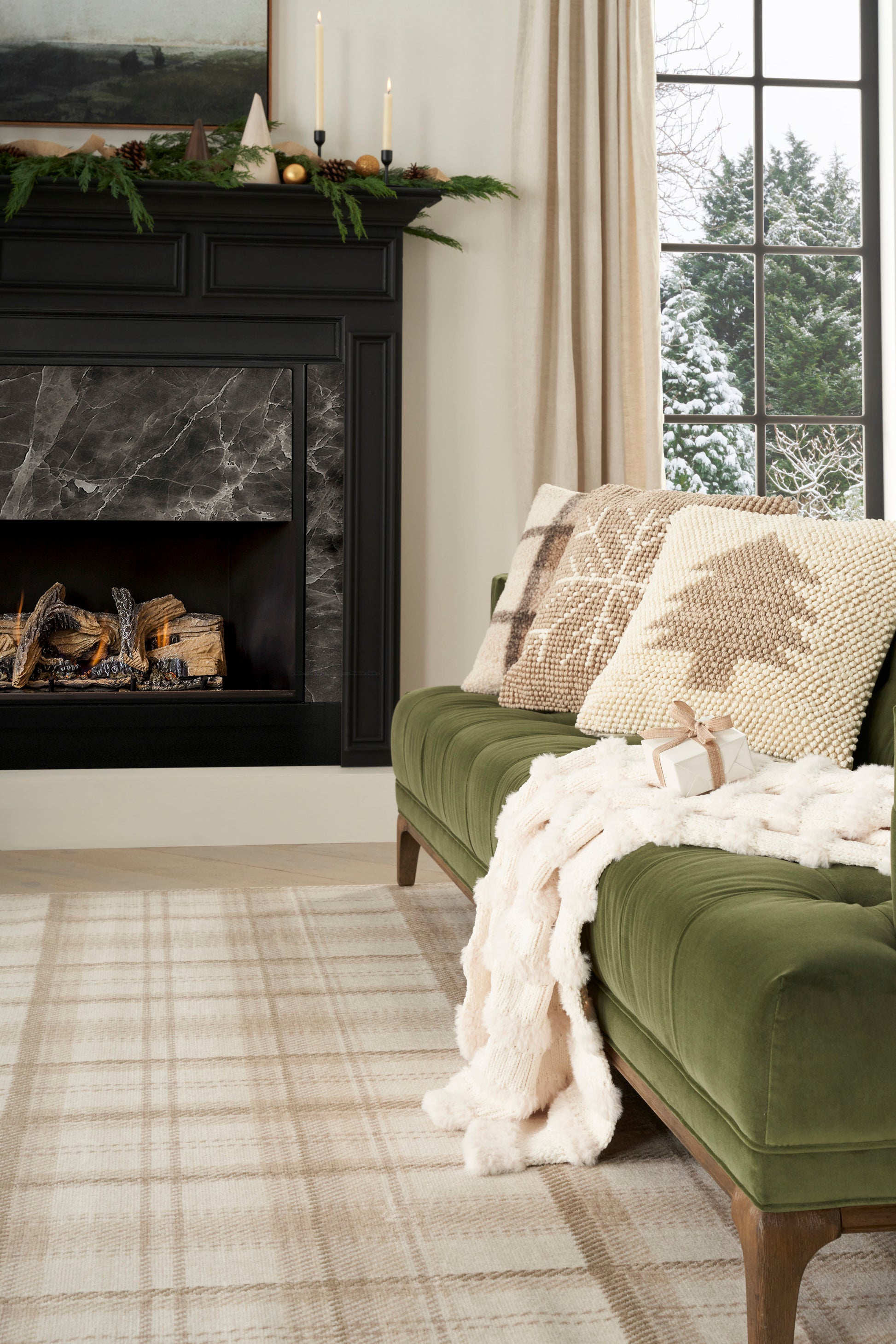 5' x 7' farmhouse-style rug on a living room floor.