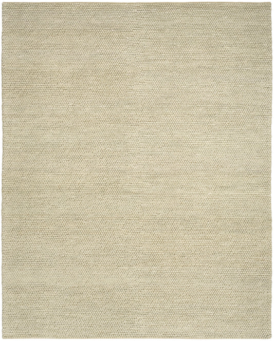 Beige flatwoven rug with tight loop texture; natural fiber look, rectangular, neutral home decor.