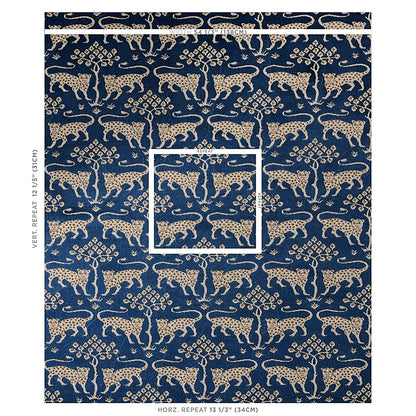 SCHUMACHER FABRIC  CUT & PATTERNED VELVETS WOODLAND LEOPARD VELVET   SAPPHIRE   - 80082