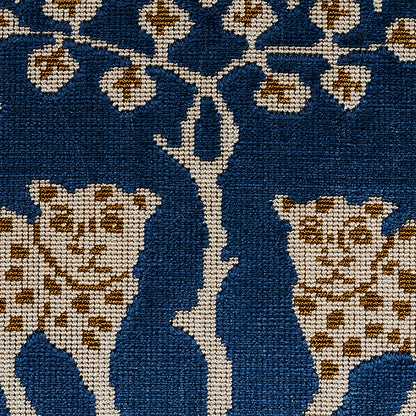 SCHUMACHER FABRIC  CUT & PATTERNED VELVETS WOODLAND LEOPARD VELVET   SAPPHIRE   - 80082