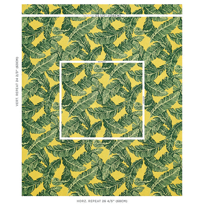 SCHUMACHER  PERENNIAL FAVORITES TROPICAL LEAF ??PINGL?? WOVEN WOVEN GREEN , YELLOW   - 80091