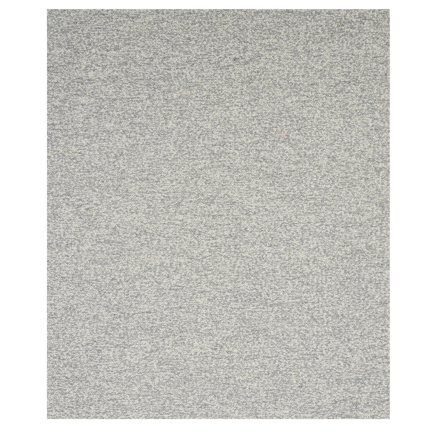 Rectangular light grey rug sample with subtle speckled carpet texture.