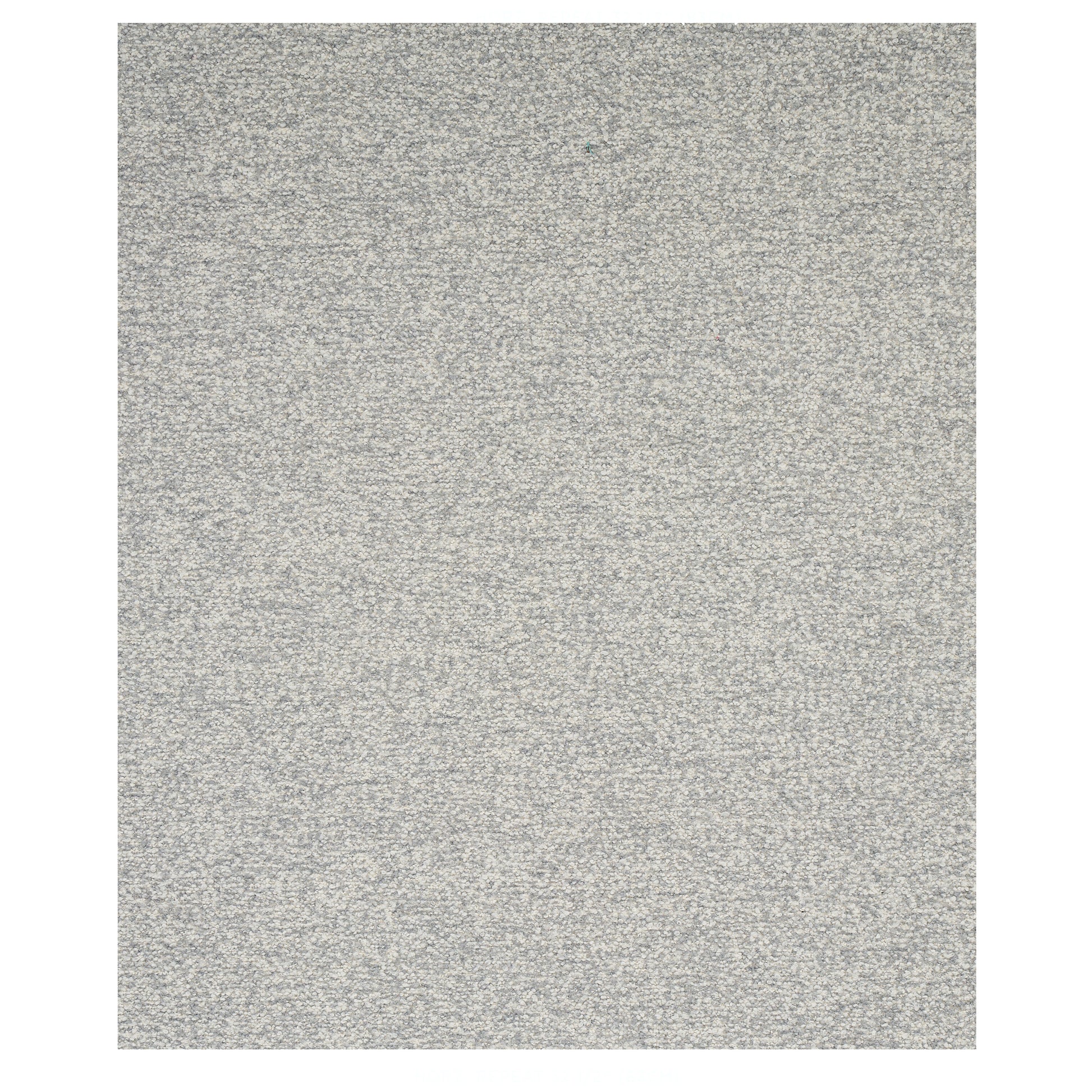 Rectangular light grey rug sample with subtle speckled carpet texture.