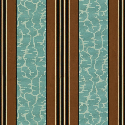 BRUNSCHWIG & FILS PRINT STRIPES TURQUOISE,BROWN,BLACK   - 8015136.635.0