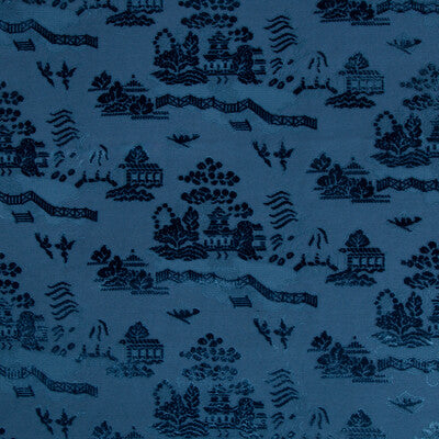 BRUNSCHWIG & FILS VELVET CHINOISERIE BLUE,DARK BLUE,   - 8017129.50.0