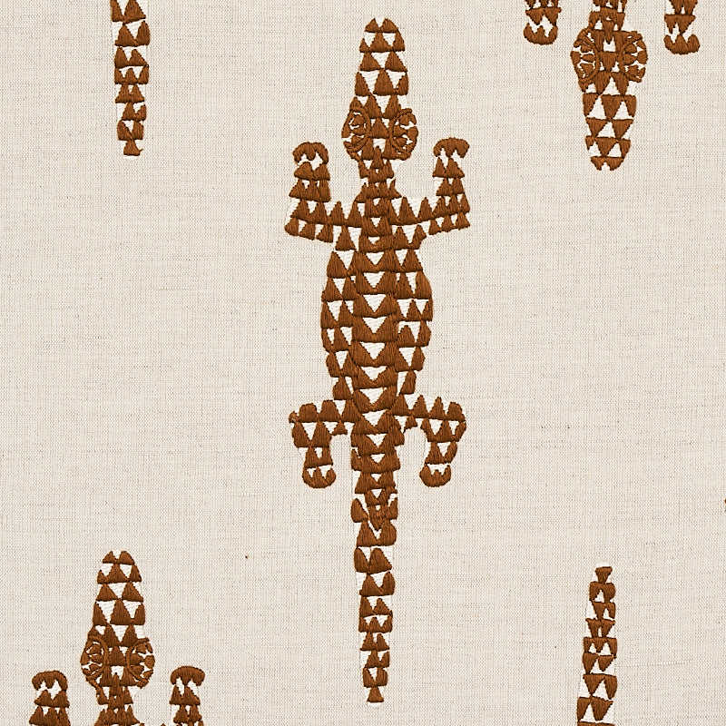 SCHUMACHER FABRIC  COPACABANA BARACOA EMBROIDERY   BROWN   - 80201