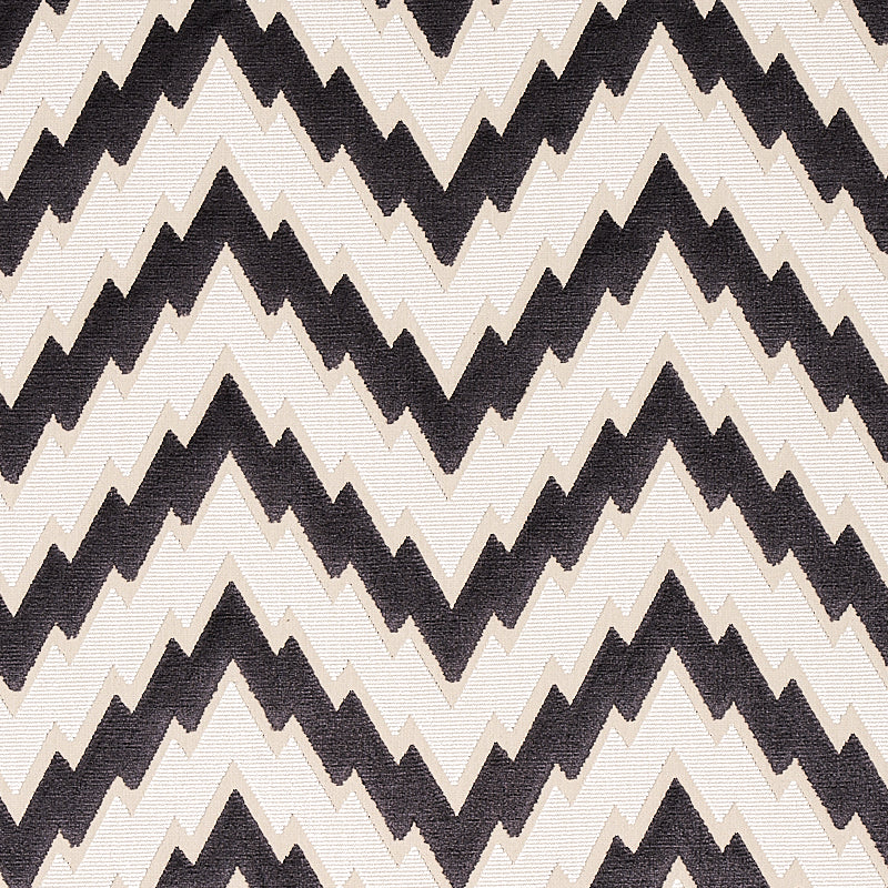 SCHUMACHER FABRIC  CUT & PATTERNED VELVETS FLORENTINE CHEVRON VELVET   BLACK   - 80220
