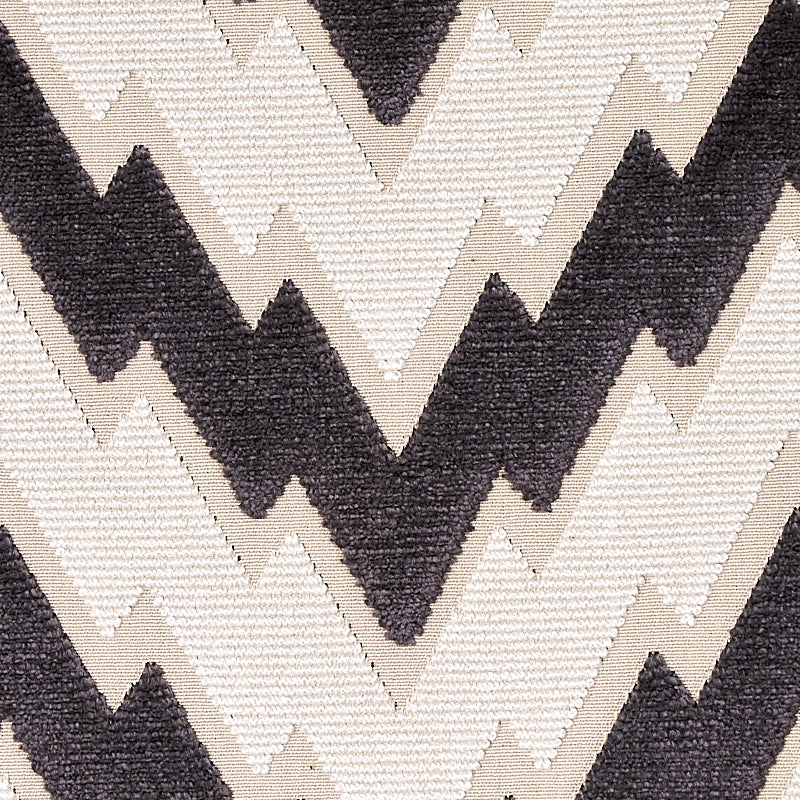 SCHUMACHER FABRIC  CUT & PATTERNED VELVETS FLORENTINE CHEVRON VELVET   BLACK   - 80220
