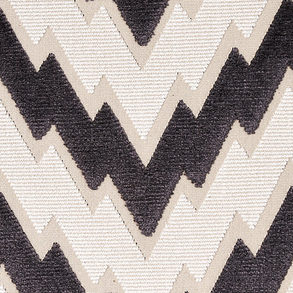 SCHUMACHER FABRIC  CUT & PATTERNED VELVETS FLORENTINE CHEVRON VELVET   BLACK   - 80220