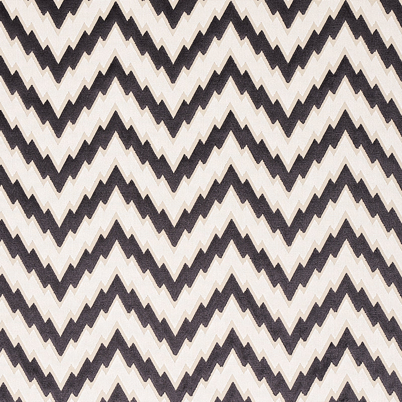SCHUMACHER FABRIC  CUT & PATTERNED VELVETS FLORENTINE CHEVRON VELVET   BLACK   - 80220