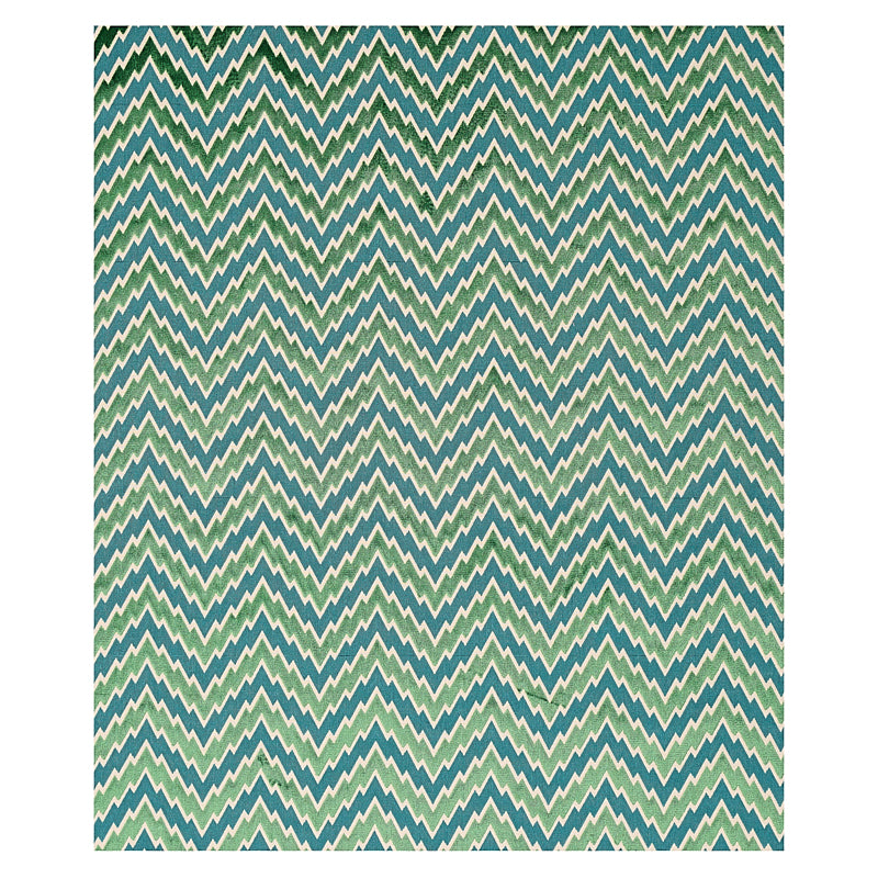 SCHUMACHER  CUT & PATTERNED VELVETS FLORENTINE CHEVRON VELVET CUT VELVET CUT VELVET EMERALD   - 80221
