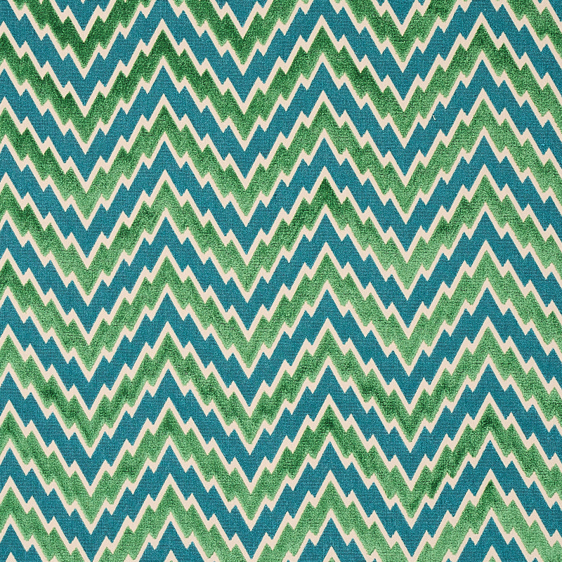 SCHUMACHER  CUT & PATTERNED VELVETS FLORENTINE CHEVRON VELVET CUT VELVET CUT VELVET EMERALD   - 80221