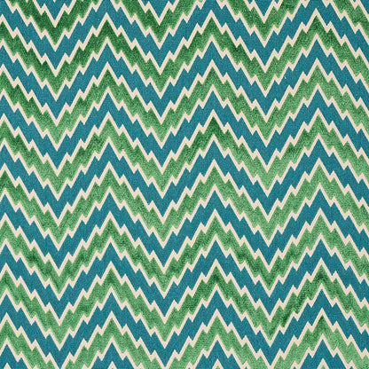 SCHUMACHER  CUT & PATTERNED VELVETS FLORENTINE CHEVRON VELVET CUT VELVET CUT VELVET EMERALD   - 80221