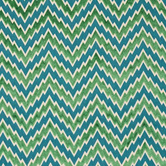 SCHUMACHER  CUT & PATTERNED VELVETS FLORENTINE CHEVRON VELVET CUT VELVET CUT VELVET EMERALD   - 80221