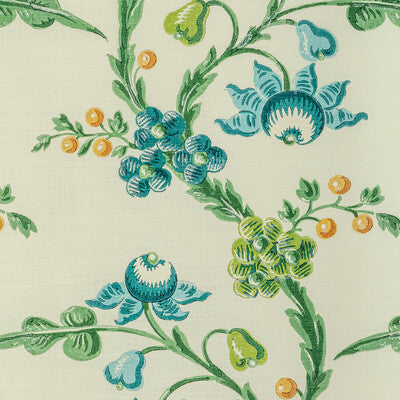 BRUNSCHWIG & FILS PRINT BOTANICAL & FLORAL TEAL,GREEN,TEAL   - 8022121.13.0