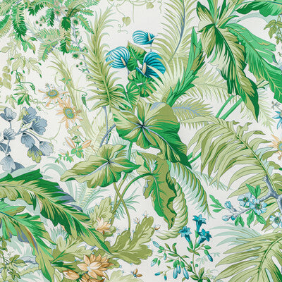 BRUNSCHWIG & FILS PRINT TROPICAL WHITE,GREEN,BLUE   - 8022136.153.0