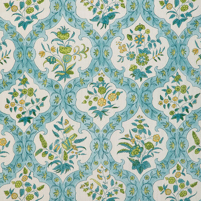 BRUNSCHWIG & FILS PRINT DAMASK WHITE,GREEN,BLUE   - 8023102.313.0