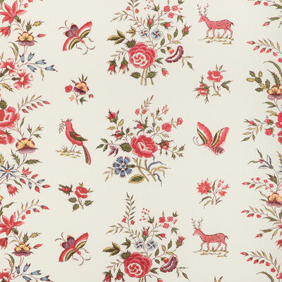 BRUNSCHWIG & FILS PRINT FLORA & FAUNA WHITE,RED,GREEN   - 8023103.319.0