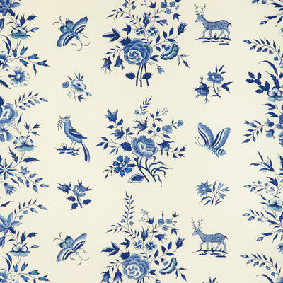 BRUNSCHWIG & FILS PRINT FLORA & FAUNA WHITE,INDIGO,BLUE   - 8023103.550.0