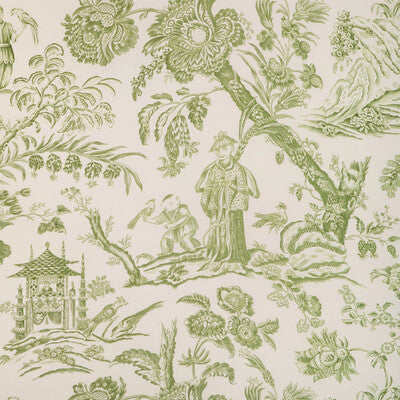 BRUNSCHWIG & FILS PRINT TOILE WHITE,OLIVE GREEN,GREEN   - 8023104.3.0