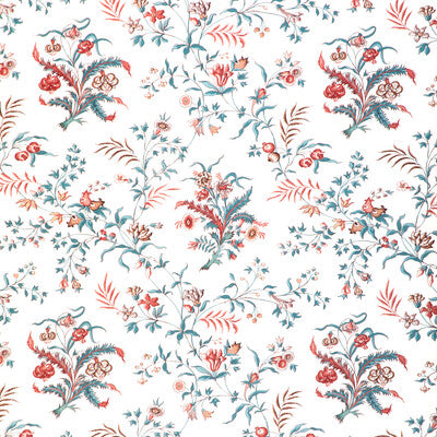 BRUNSCHWIG & FILS PRINT BOTANICAL & FLORAL WHITE,TEAL,RED   - 8023107.517.0