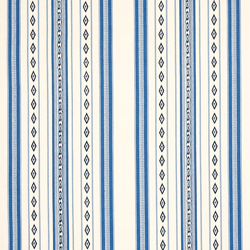 Blue Dakota stripe pattern woven fabric.