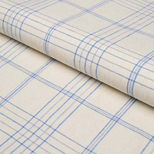 SCHUMACHER  NEW TRADITIONAL NILS PLAID LINEN PATTERN WOVEN PATTERN WOVEN BLUE   - 80301