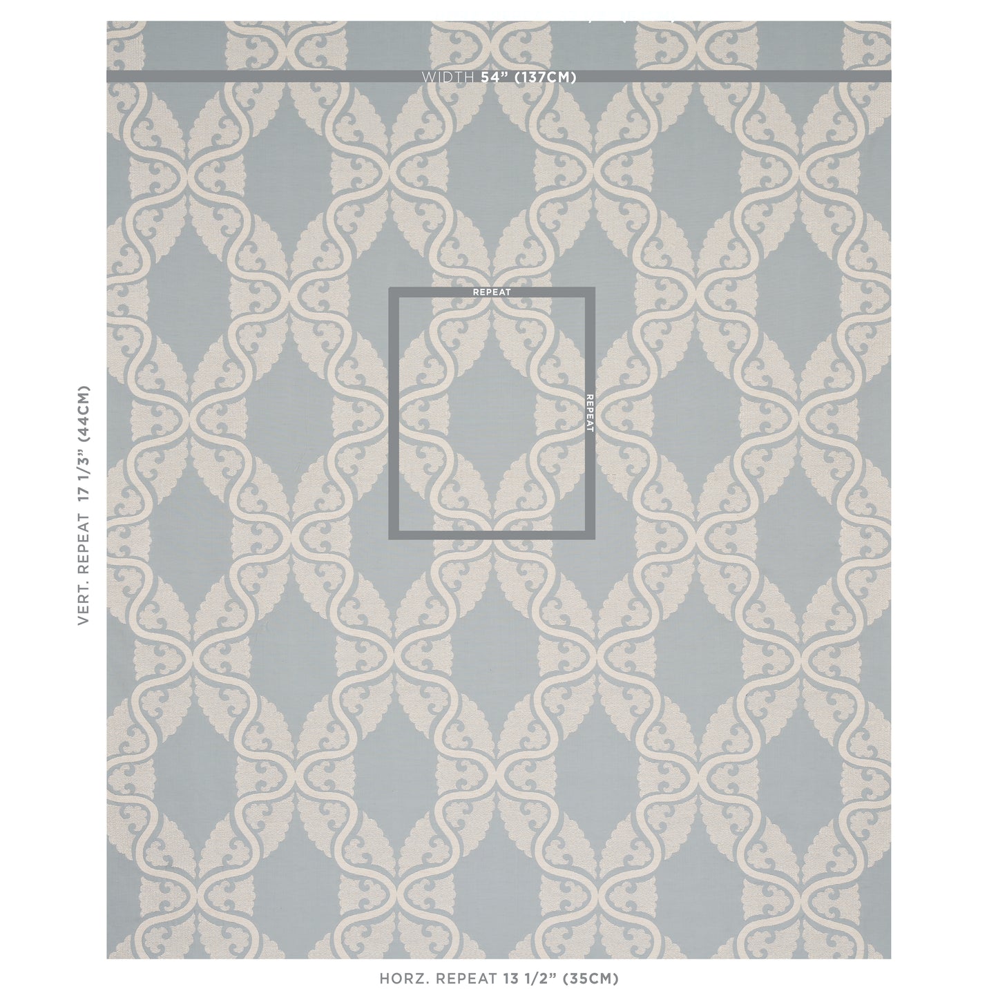 SCHUMACHER FABRIC  NEW TRADITIONAL SILJAN   SKY   - 80311