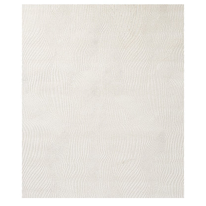 Cream textured rug with subtle wavy rib pattern, rectangular shape, ideal for living room or bedroom.