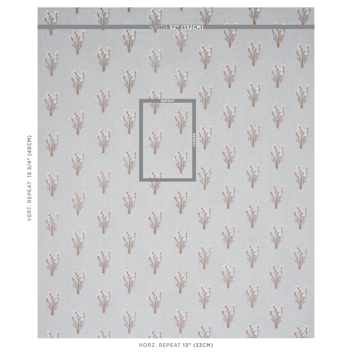 SCHUMACHER FABRIC  NEW TRADITIONAL Stora Embroidery   MINERAL   - 80400