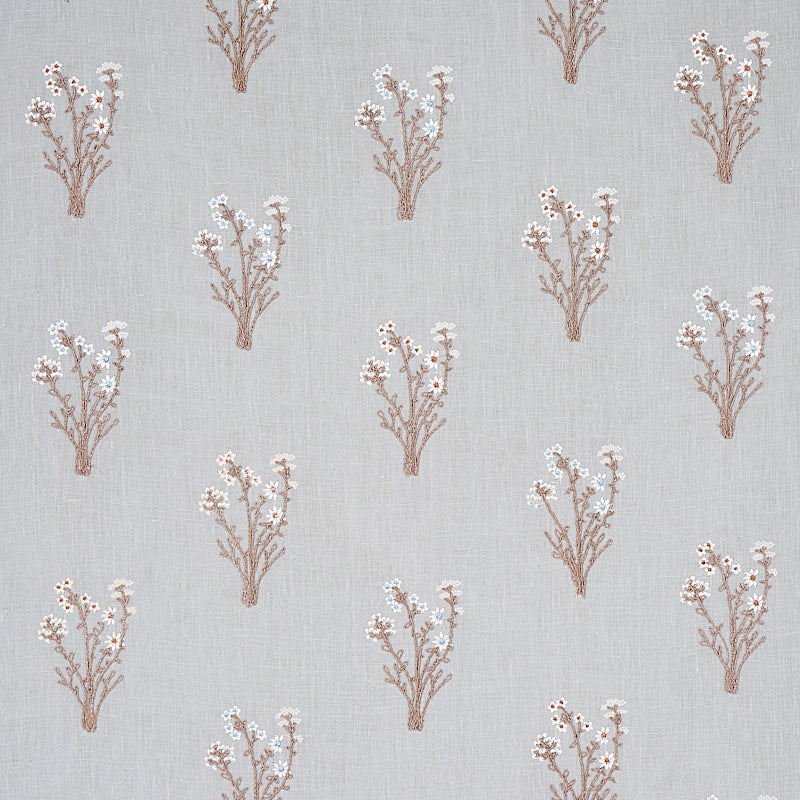 SCHUMACHER FABRIC  NEW TRADITIONAL Stora Embroidery   MINERAL   - 80400