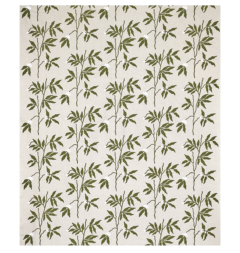 SCHUMACHER  NEW TRADITIONAL LILLA EMBROIDERY EMBROIDERIES EMBROIDERIES OLIVE ON NEUTRAL   - 80430