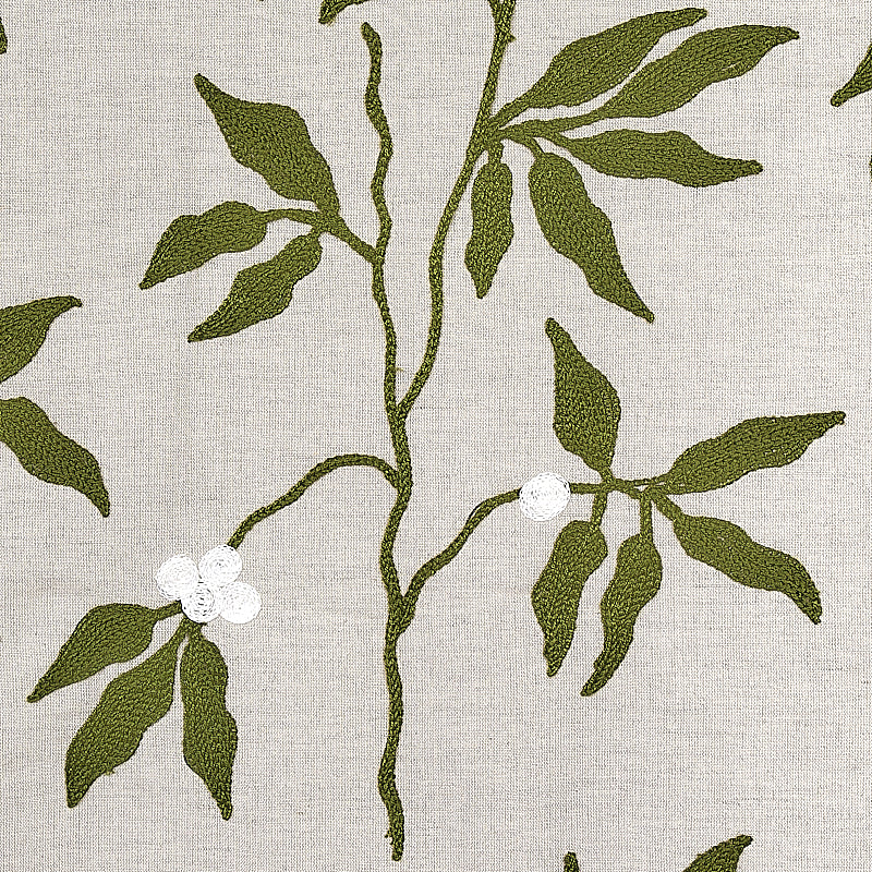 SCHUMACHER  NEW TRADITIONAL LILLA EMBROIDERY EMBROIDERIES EMBROIDERIES OLIVE ON NEUTRAL   - 80430