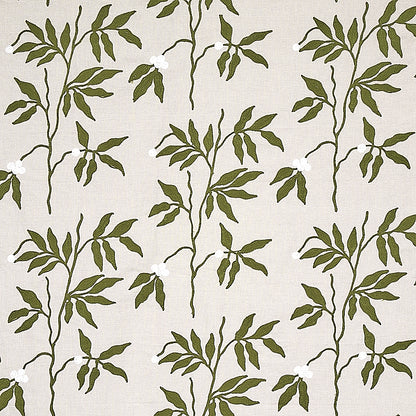SCHUMACHER  NEW TRADITIONAL LILLA EMBROIDERY EMBROIDERIES EMBROIDERIES OLIVE ON NEUTRAL   - 80430