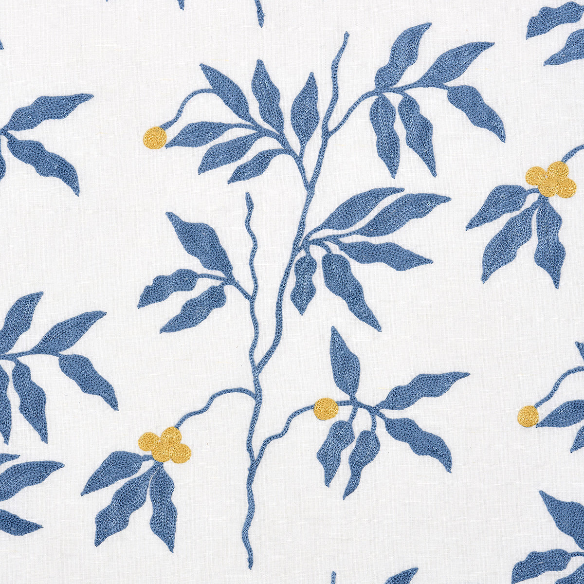 SCHUMACHER FABRIC  UNCOMMON THREADS LILLA EMBROIDERY   BLUE   - 80432