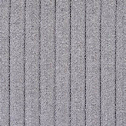 Grey ribbed textile with vertical stripes; soft plush fabric suitable for rug or throw.