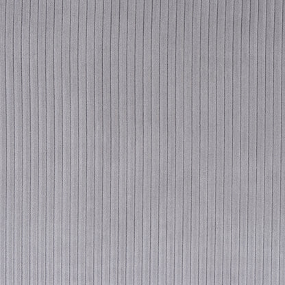Light gray ribbed fabric with narrow vertical ridges, soft and versatile for clothing or upholstery.