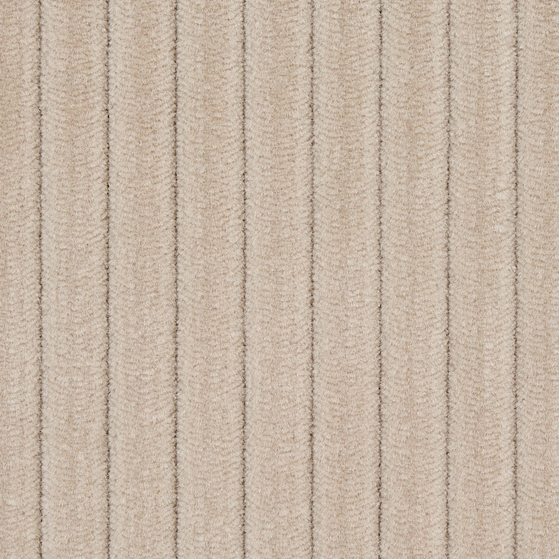 Beige carpet with vertical ribbed texture and soft plush pile.