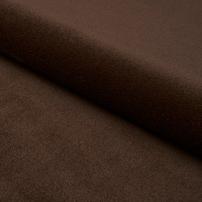 Brown suede-like fabric roll with soft, matte texture and gentle folds.