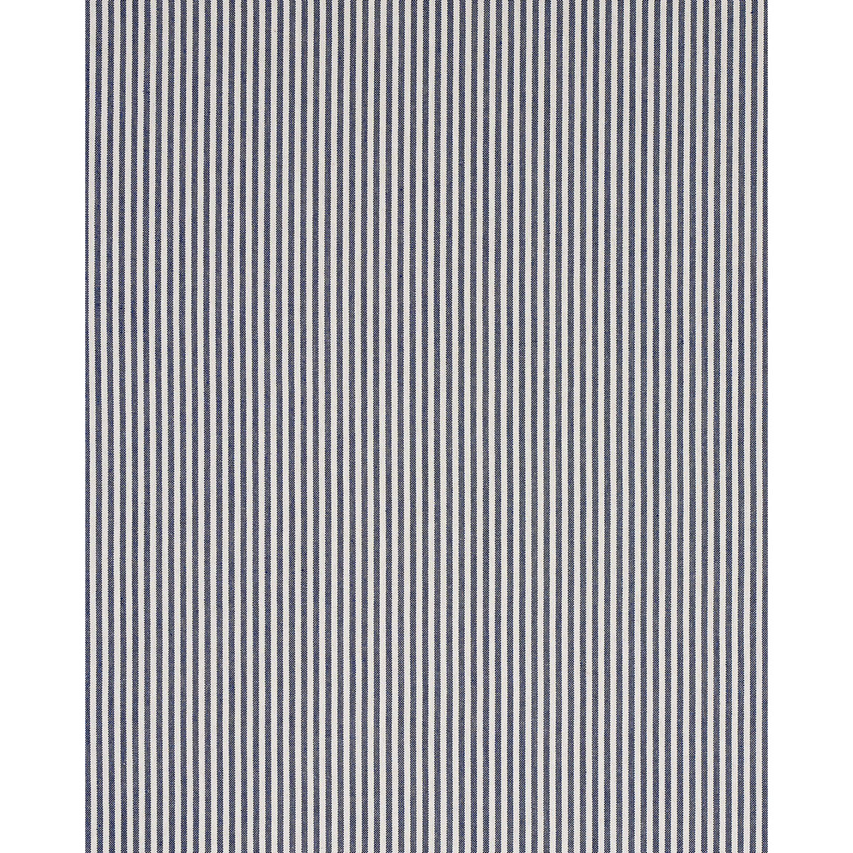 Rectangular rug with navy and ivory vertical pinstripes and a dark border.