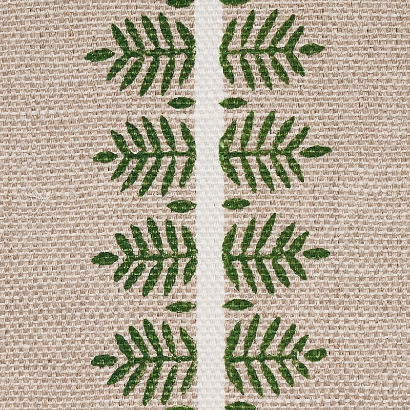 SCHUMACHER FABRIC  NEW TRADITIONAL ALVA HAND BLOCK PRINT   GREEN   - 80521