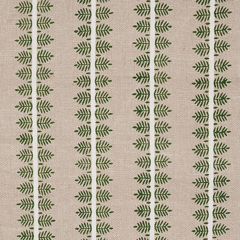 SCHUMACHER FABRIC  NEW TRADITIONAL ALVA HAND BLOCK PRINT   GREEN   - 80521