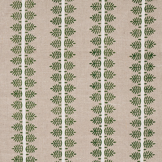 SCHUMACHER FABRIC  NEW TRADITIONAL ALVA HAND BLOCK PRINT   GREEN   - 80521