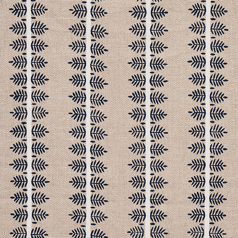 SCHUMACHER FABRIC  NEW TRADITIONAL ALVA HAND BLOCK PRINT   BLUE   - 80522