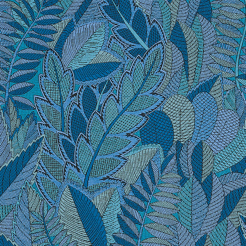 SCHUMACHER  MYSTIQUE JAPURA FOREST PATTERN WOVEN PATTERN WOVEN BLUES   - 80563