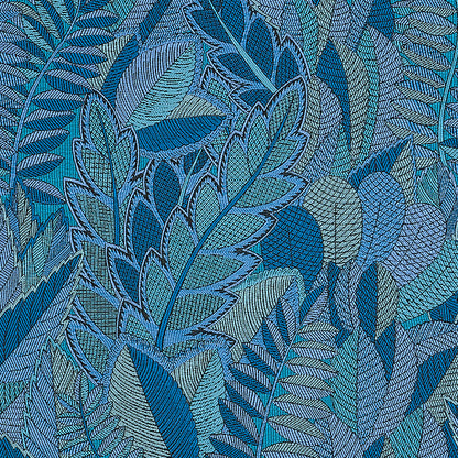 SCHUMACHER  MYSTIQUE JAPURA FOREST PATTERN WOVEN PATTERN WOVEN BLUES   - 80563