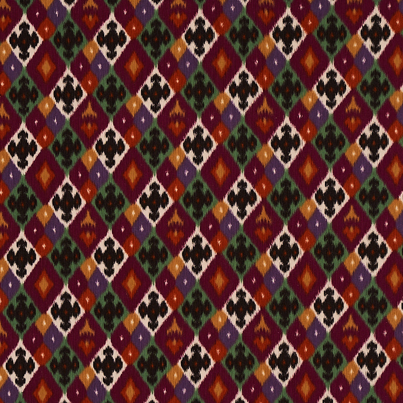 SCHUMACHER  CABANA SASHA DIAMOND IKAT PATTERN WOVEN PATTERN WOVEN JADE AND PLUM   - 80662