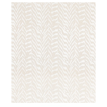 Beige and ivory zigzag chevron rug with woven texture; rectangular, modern neutral floor decor.