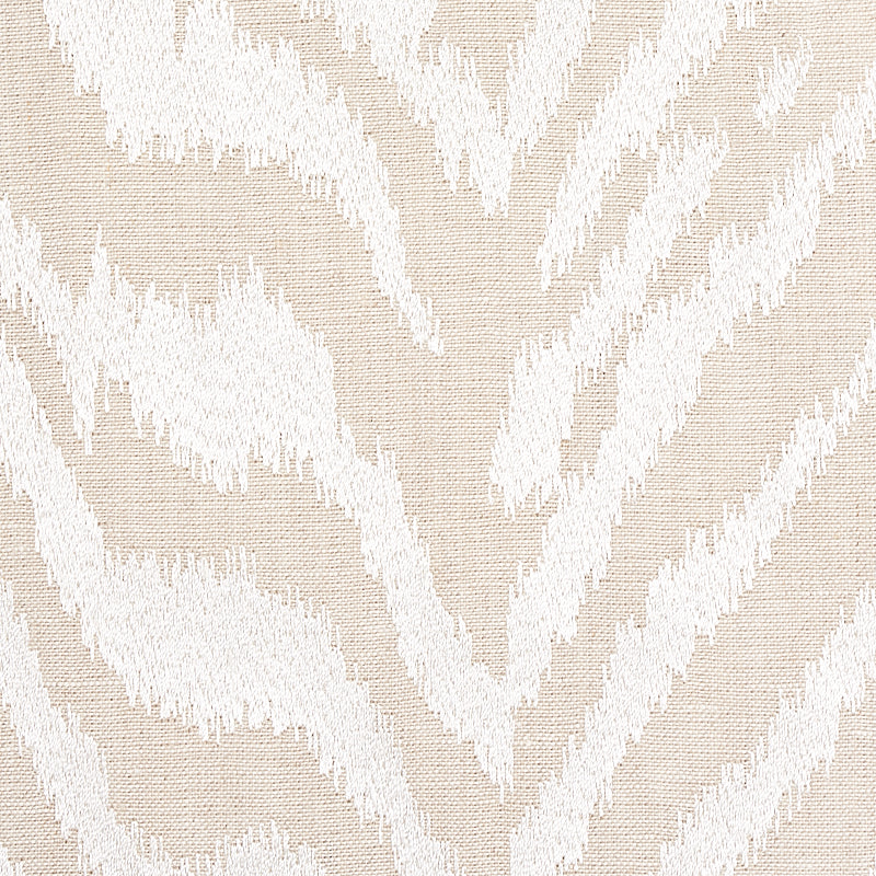 Beige linen fabric with white embroidery pattern.