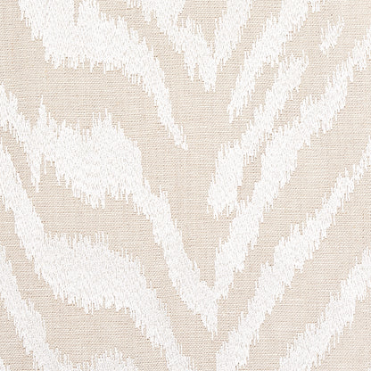 Beige linen fabric with white embroidery pattern.